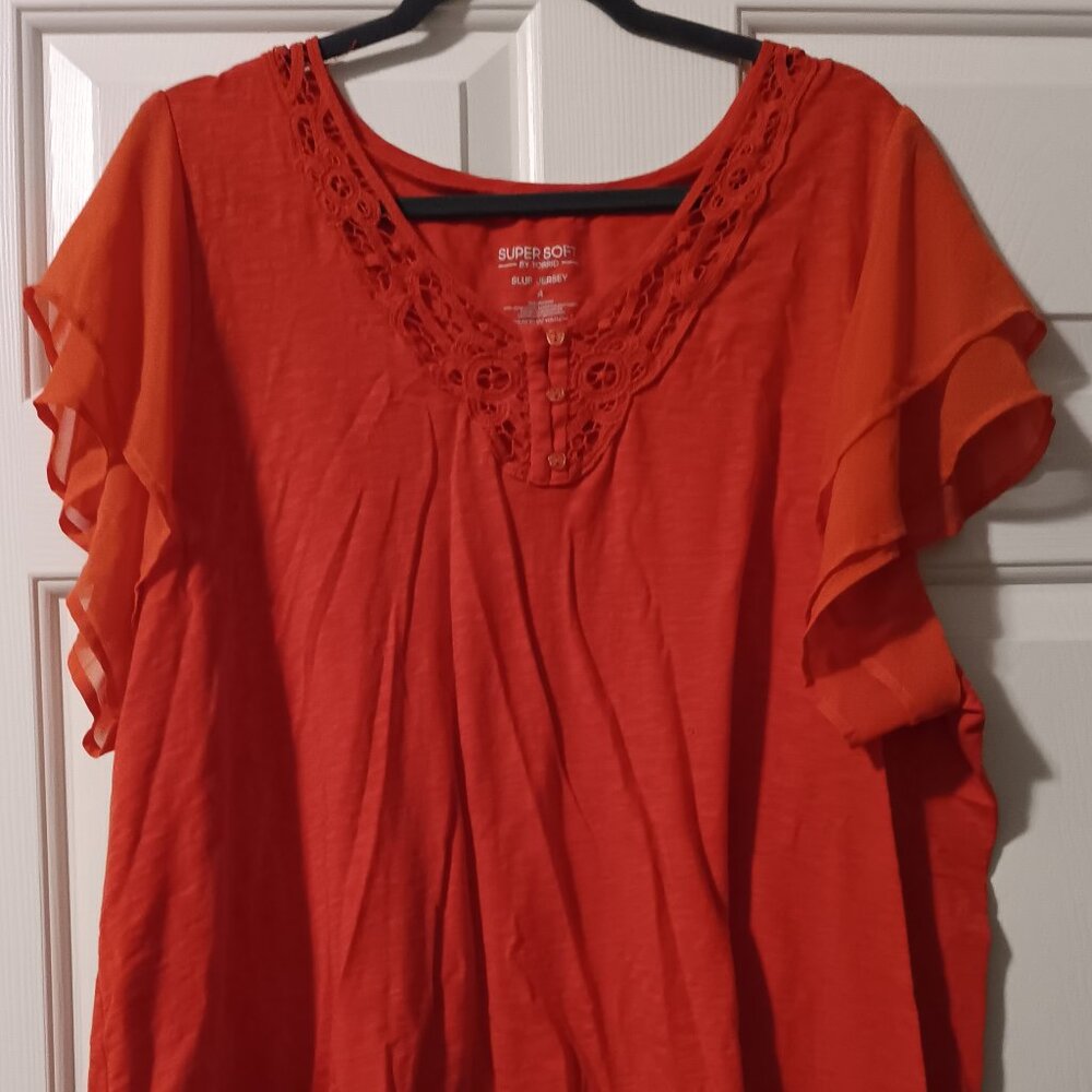 Torrid Orange Ruffle Blouse Size 4X